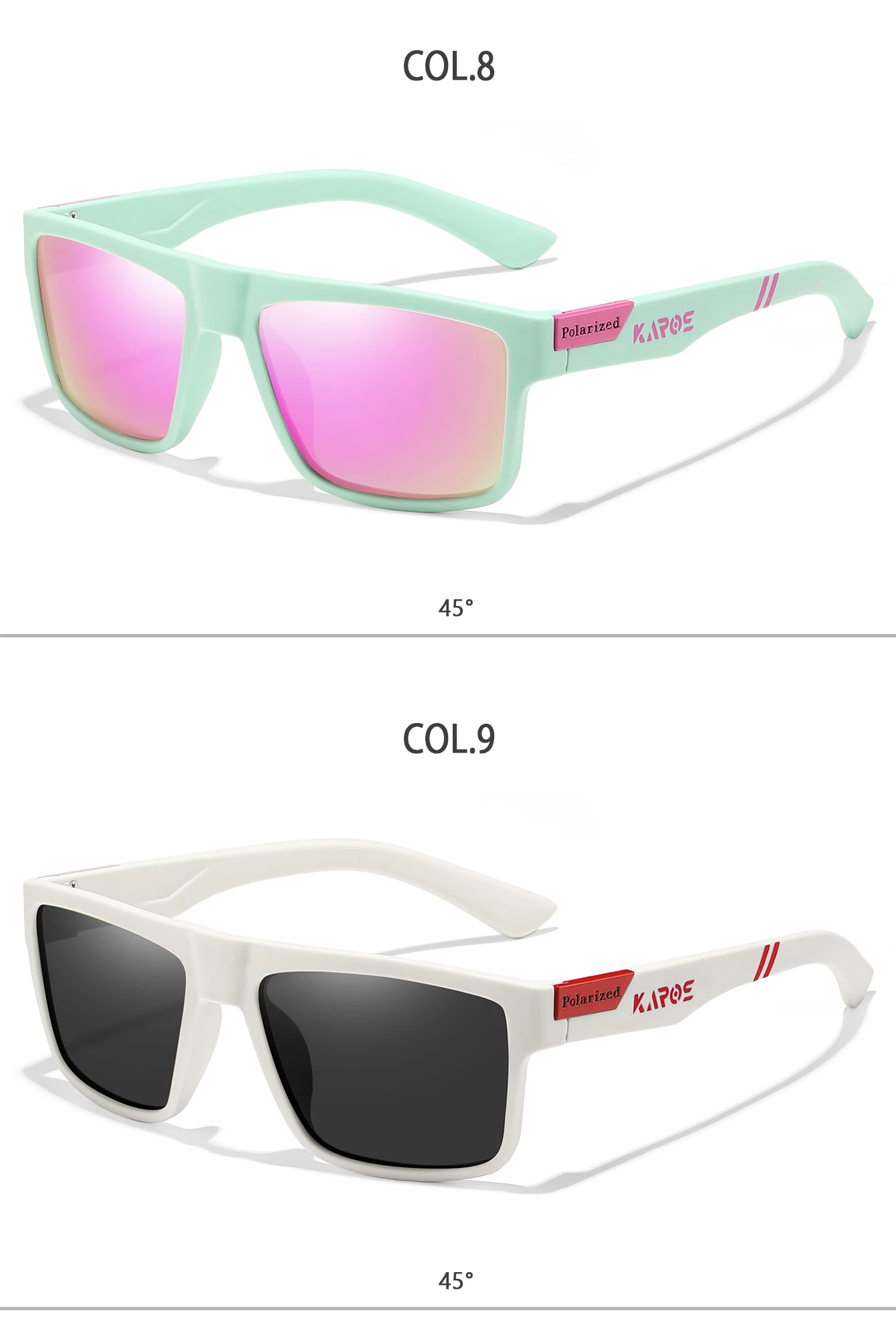 KAROS Mode Polarisierte Sonnenbrille für Männer und Frauen Luxus Fahren Angeln Reisen Vintage Quadratische Sonnenbrille für Herren UV400 Eyewear – Detail 10