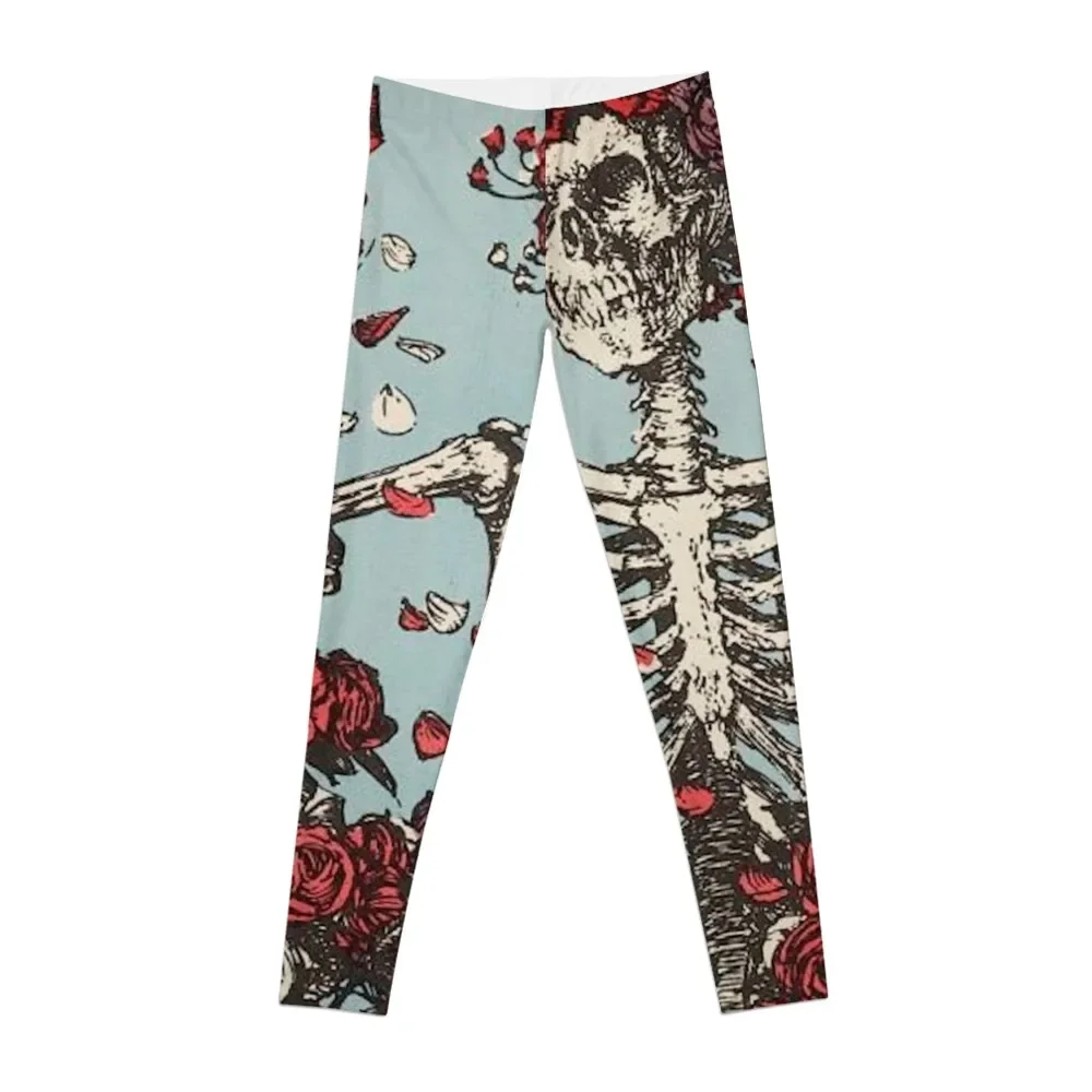 

Aesthetic Rose Skeleton Ink Drawing Leggings gym pants trousers Women sports legging pants raises butt Womens Leggings