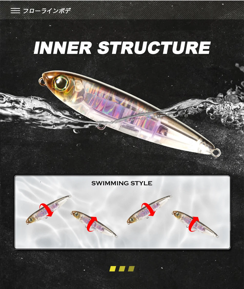 D1 Topwater 3D Joy Pencil Angelköder 80mm/11g 100mm/20g Walk The Dog Oberflächenköder Reflektierendes Angelzubehör Seebarsch DT3020 – Detail 6