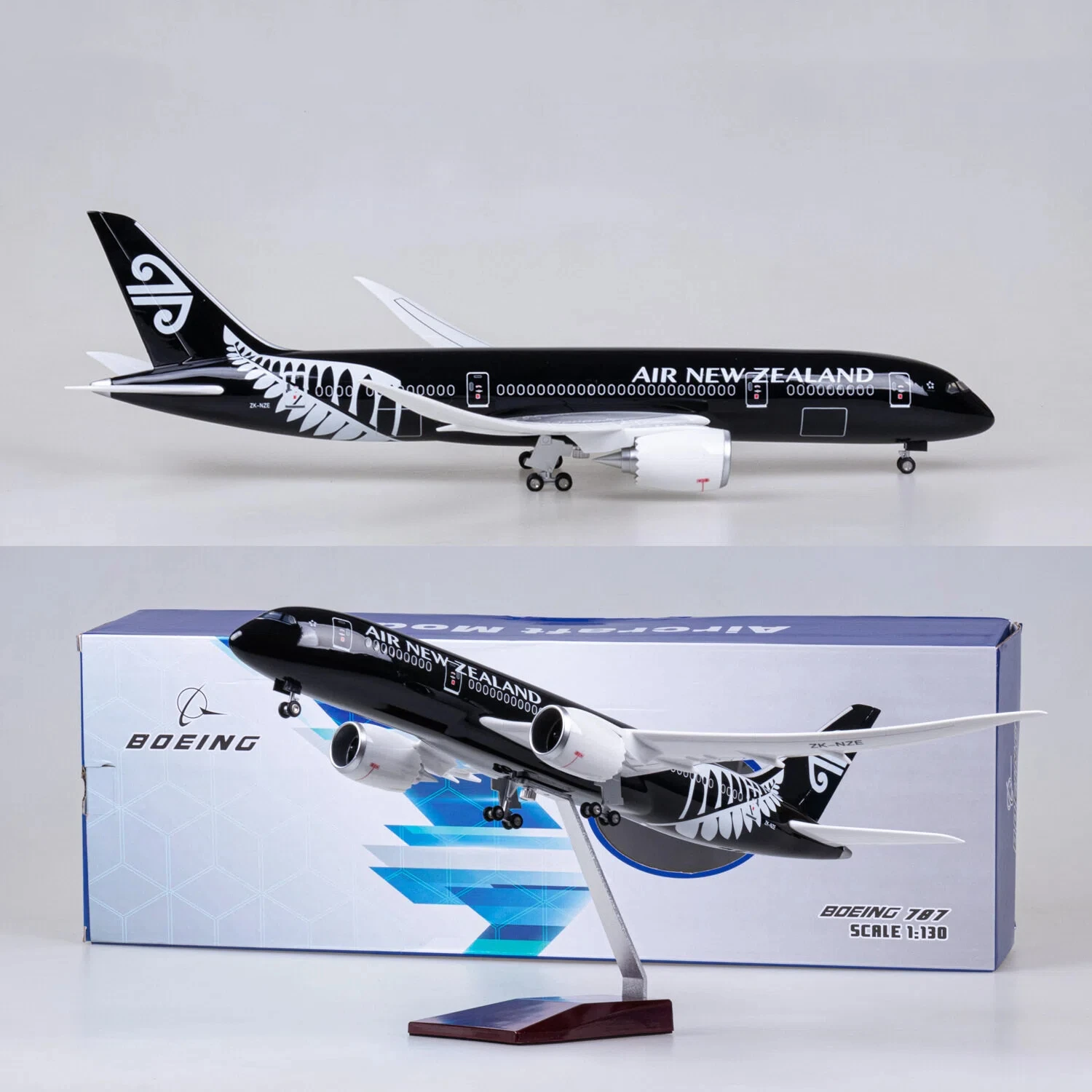43cm New Zealand B787 Resin Aircraft Model 1/130 Scale Diecast Model Airplane Kit with Stand Aviation Souvenir Gift or Collectio