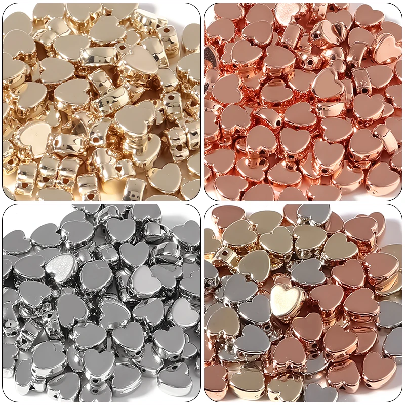 50 Stück/Lot CCB Herzform Spacer Perlen gerades Loch lose Perlen für Schmuckherstellung Zubehör DIY Charm Armband Halskette