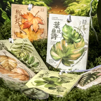 レトロな装飾的なペットステッカー,葉のシリーズに適した詩,かわいい,かわいい,1セットあたり12パック