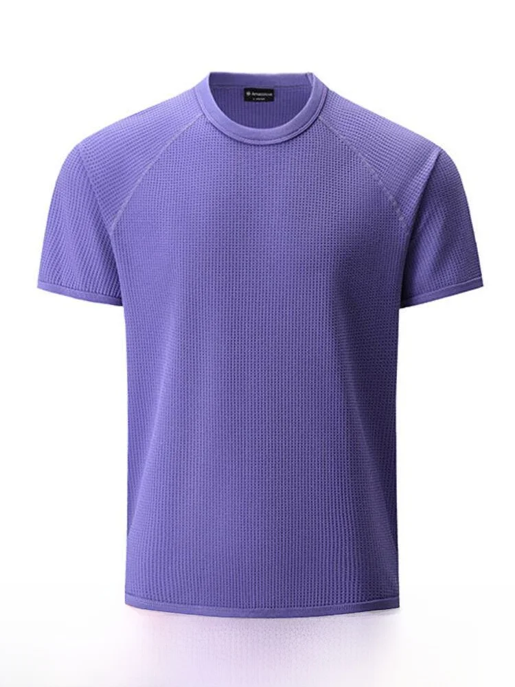 Leavo Johnson Men's Cool Sensation 3D Tailored Short Sleeve T-Shirt Breathable Four-Way Stretch Polyester Fiber round Neck Ca...