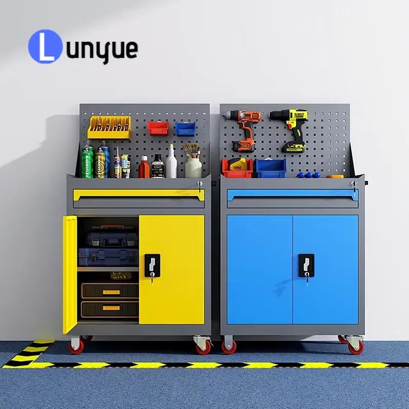 Multifunctional Modular Metal Tool Cabinet Powder Coated Lockable Wheeled 1 Drawer Strong Load Capacity for Garage Workshop