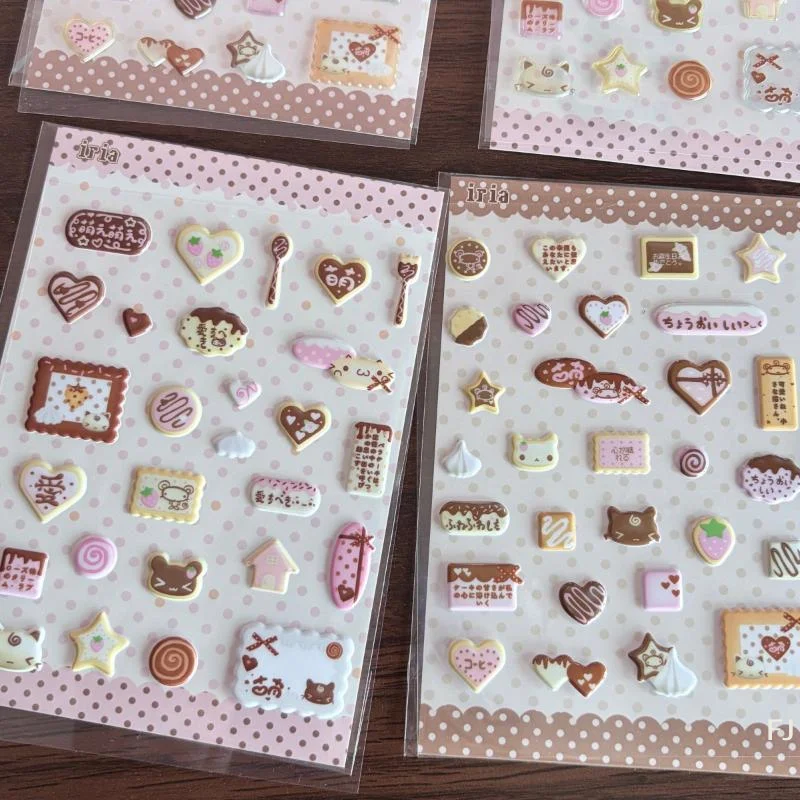 [YU]1/4Pcs Cream Cake Cookies 3D Foam Stickers For Journal Scrapbook Stationery Decor Cute Y2K Sweetheart Dessert Stickers