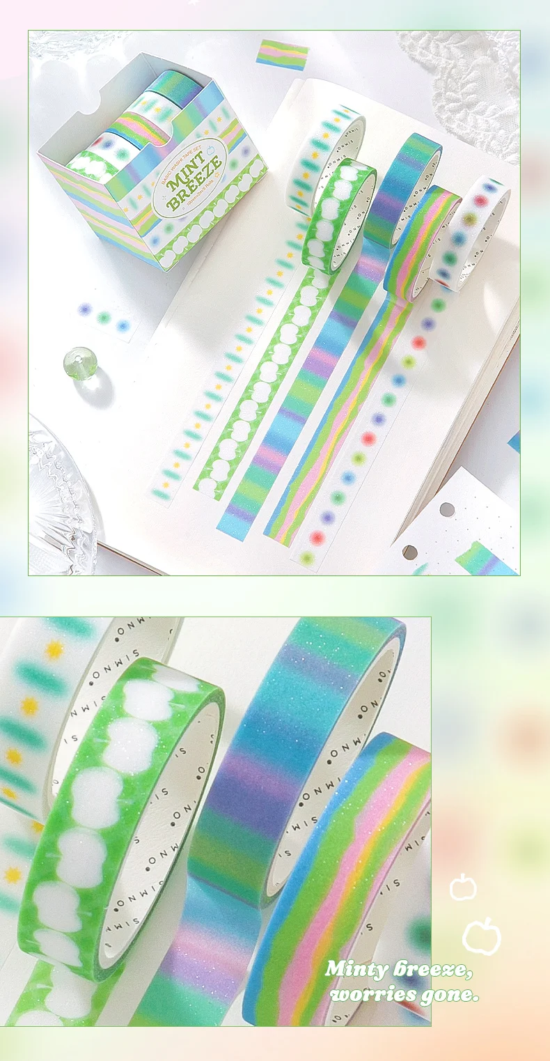 Journal GO 5 Rollen 1cmx2m Niedliches Zucker-Fantasie Washi-Tape Aufkleber für Collage Journal Deko Planer Scrapbooking Material – Detail 6