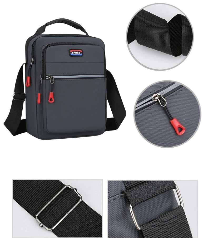 Neue Herren-Umhängetasche, schlichte Schultertasche, lässige, geräumige Tasche für den täglichen Gebrauch, atmungsaktive Reisetasche für Herren. – Detail 4