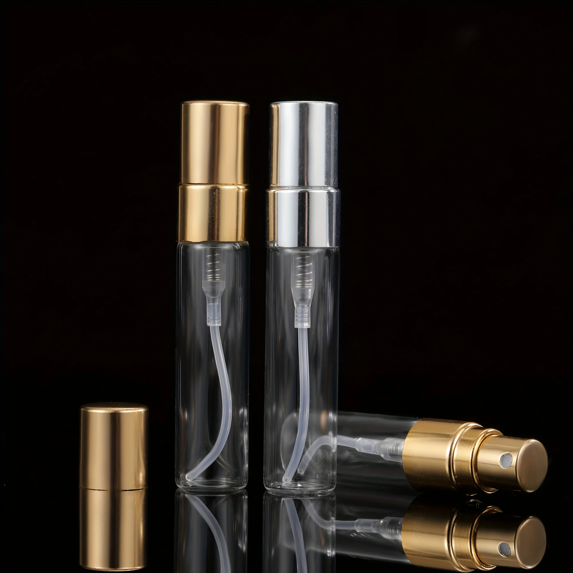 5 قطع، زجاجة رذاذ 3 مل/5 مل/10 مل، زجاجة عطر شفافة قابلة لإعادة الملء، بما في ذلك 5 زجاجات رذاذ، قطارة واحدة وقمع واحد