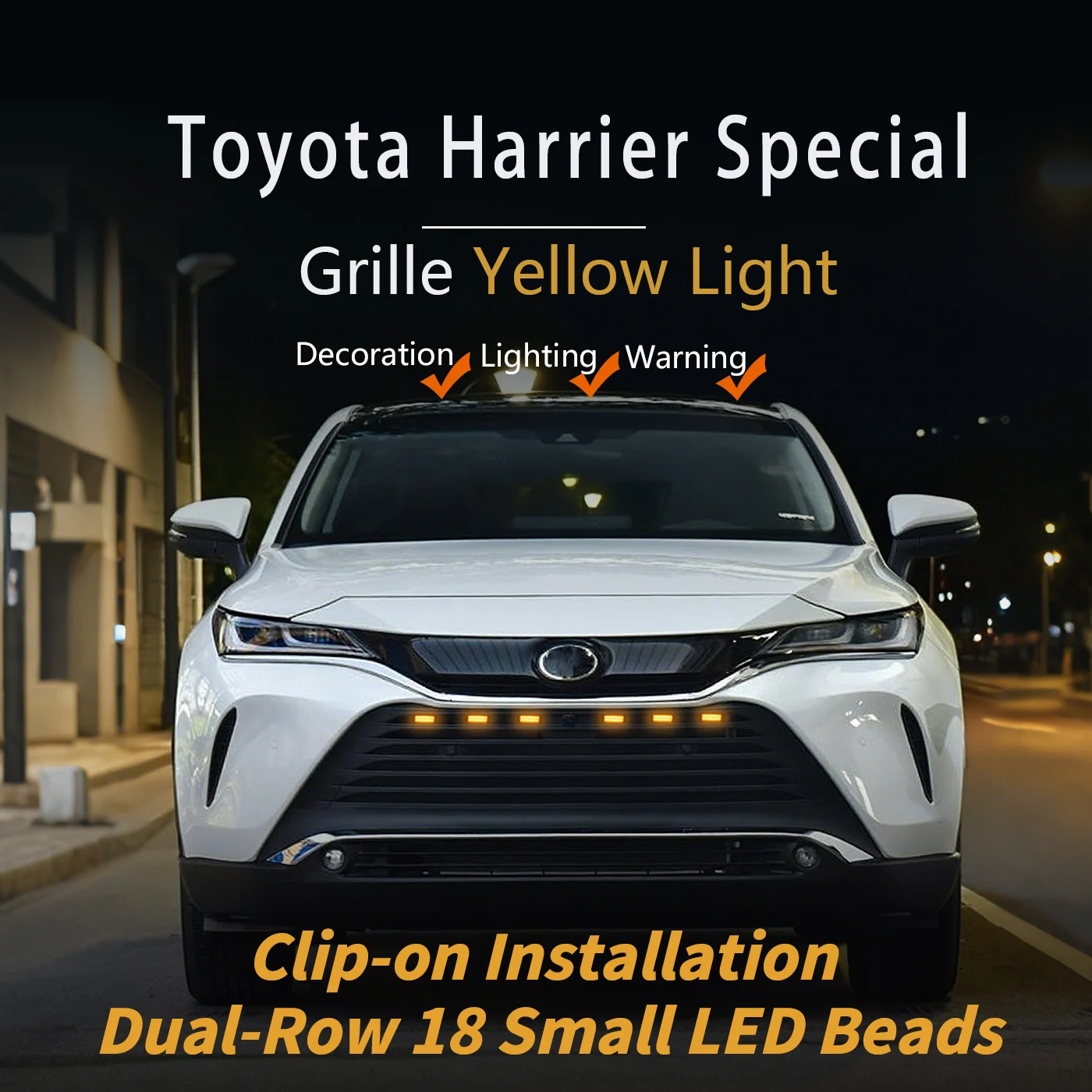 For Toyota Harrier Special Grille Yellow LED Specialized Conversion Kit - DRL, Decorative & Spotlight Functions