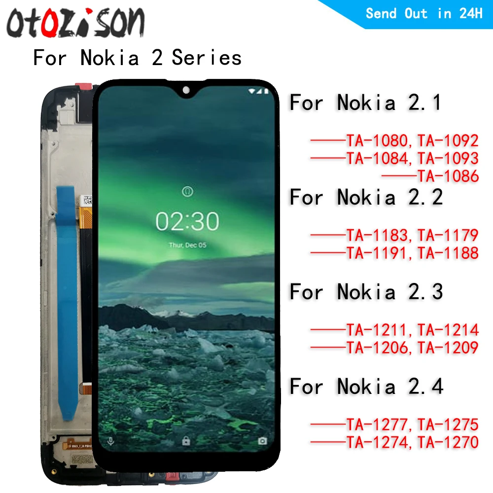 Pantalla LCD para Nokia 2,1 para Nokia 2,2 para Nokia 2,3 para Nokia 2,4 pantalla LCD Digitalizador de Panel táctil con montaje de marco