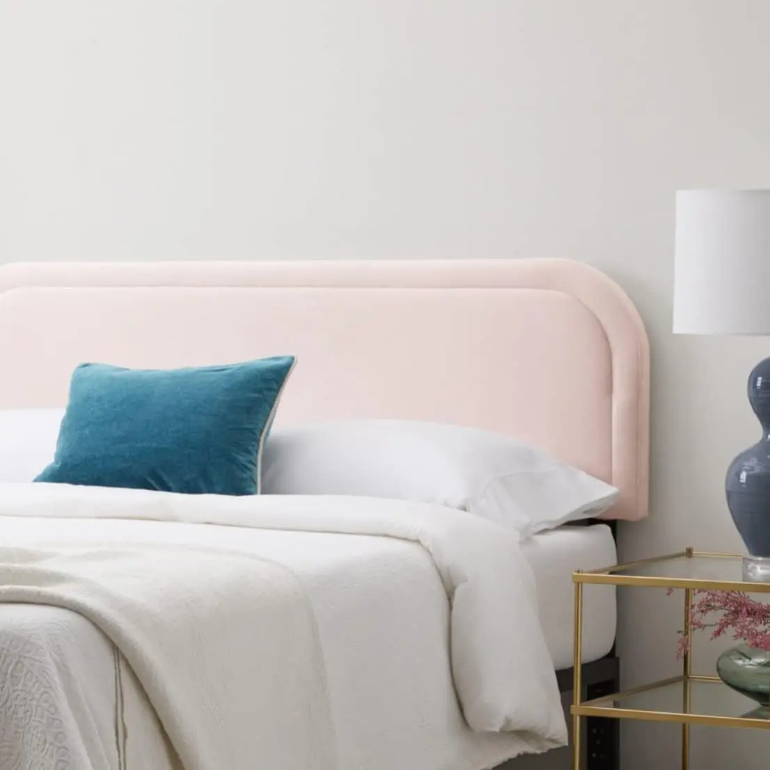 Miller Low Profile, Performance Velvet Headboard for Queen Size Bed-Pink Upholstered Queen Headboard