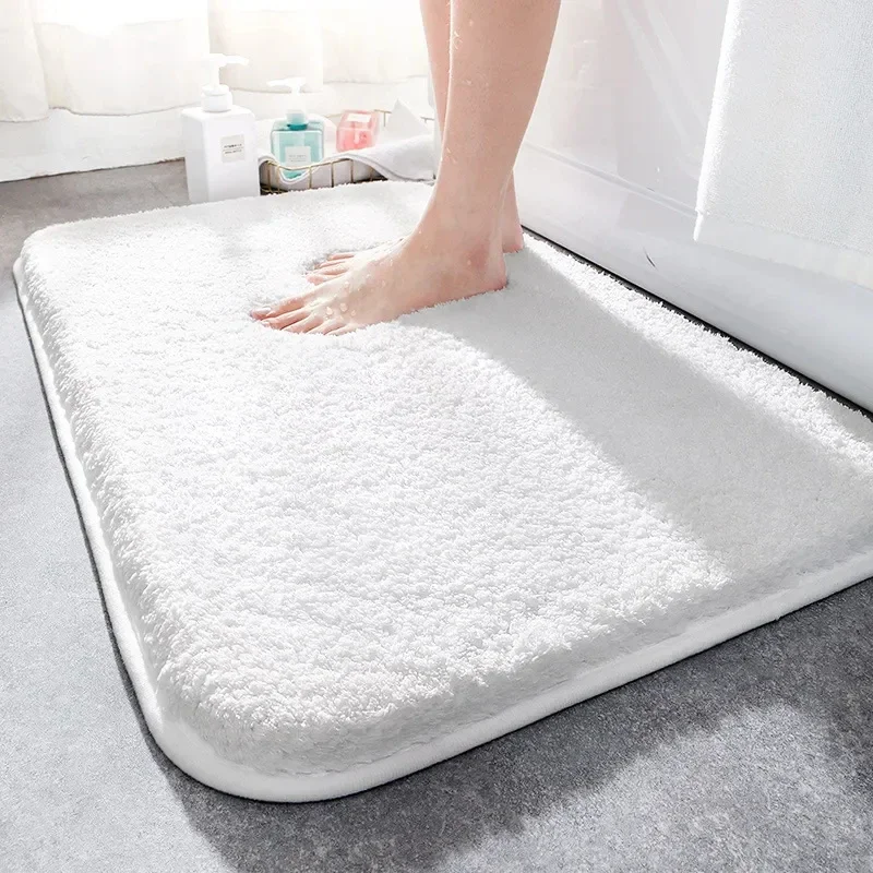 Super Thick Fluff Fiber Bath Mats Comfortable and Soft Bathroom Carpet Non-slip Absorbent Rug Foot Mat Shower Room Doormat