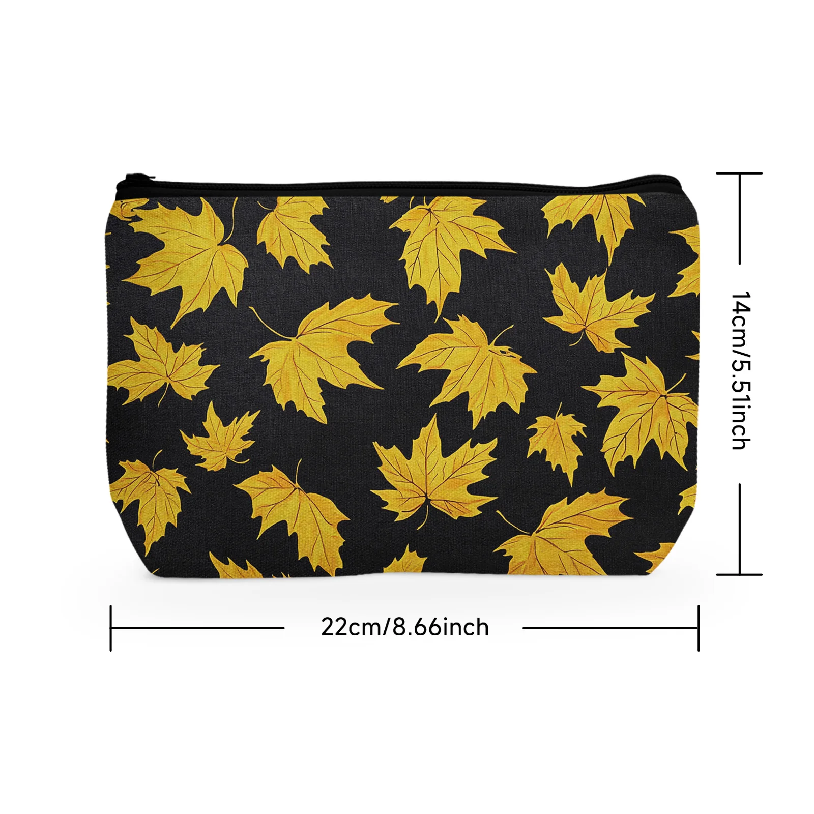 1Pc Cute Autumn Yellow Leaves Cosmetic Bag Funny Maple Leaf Cosmetic Bag For Women Portable Cosmetic Bag With Zipper Best Gift