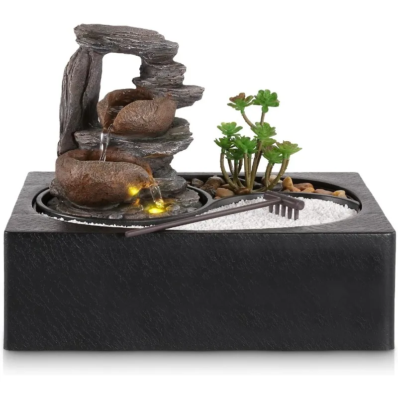 

Indoor Water Fountains Tabletop Water Fountain with Pump Zen Garden Relaxation Desk Waterfall Fountain Indoor Small