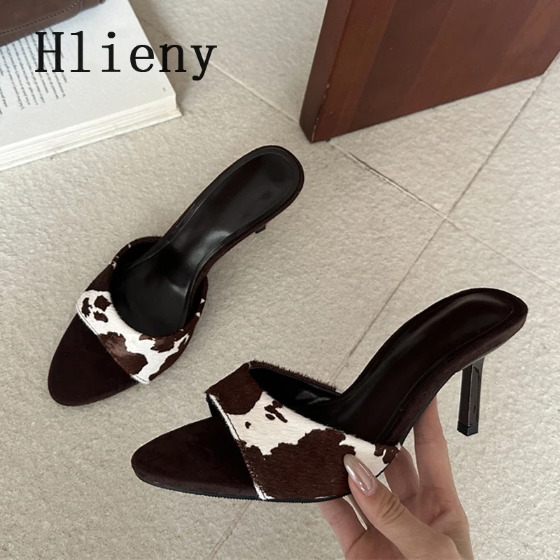 

Hlieny Summer New Street Style Thin Heels Woman Slippers Female Sexy Open Toe Stripper Wedding Slides Shoes Ladies Sandals
