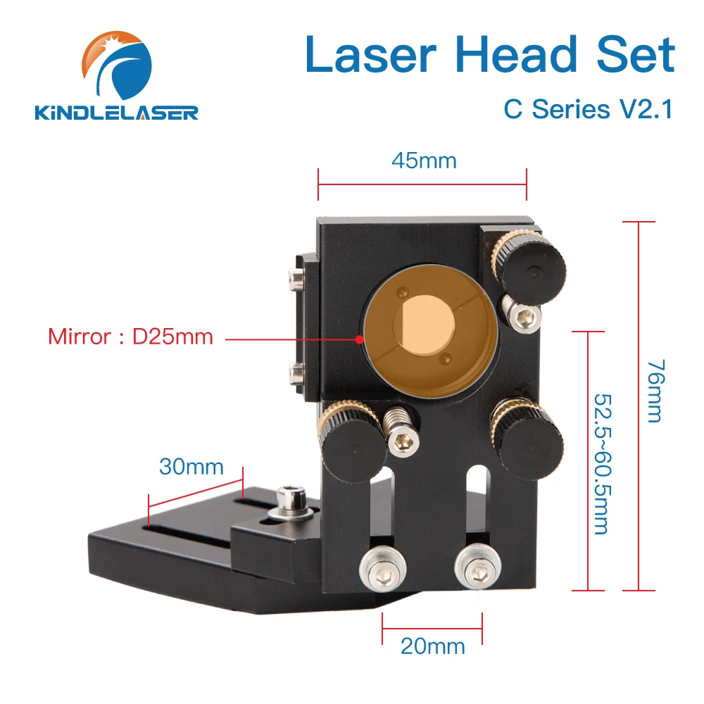 Testa Laser CO2 GaAs Set di lenti di messa a fuoco D18 fl38,1 D20FL50.8/63.5/101.6mm montaggio integrativo Dia.25 Si specchio per taglierina Laser