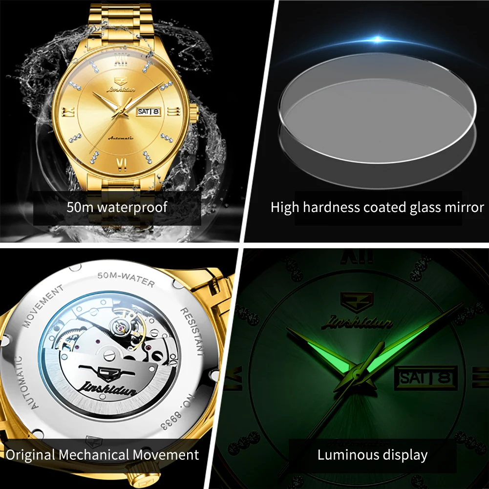 JSDUN Top Brand Fashion Classic Automatic Mechanical Men\'s Watches Waterproof Luminous Wrist Watch Men Elegant Luxury Men Watch