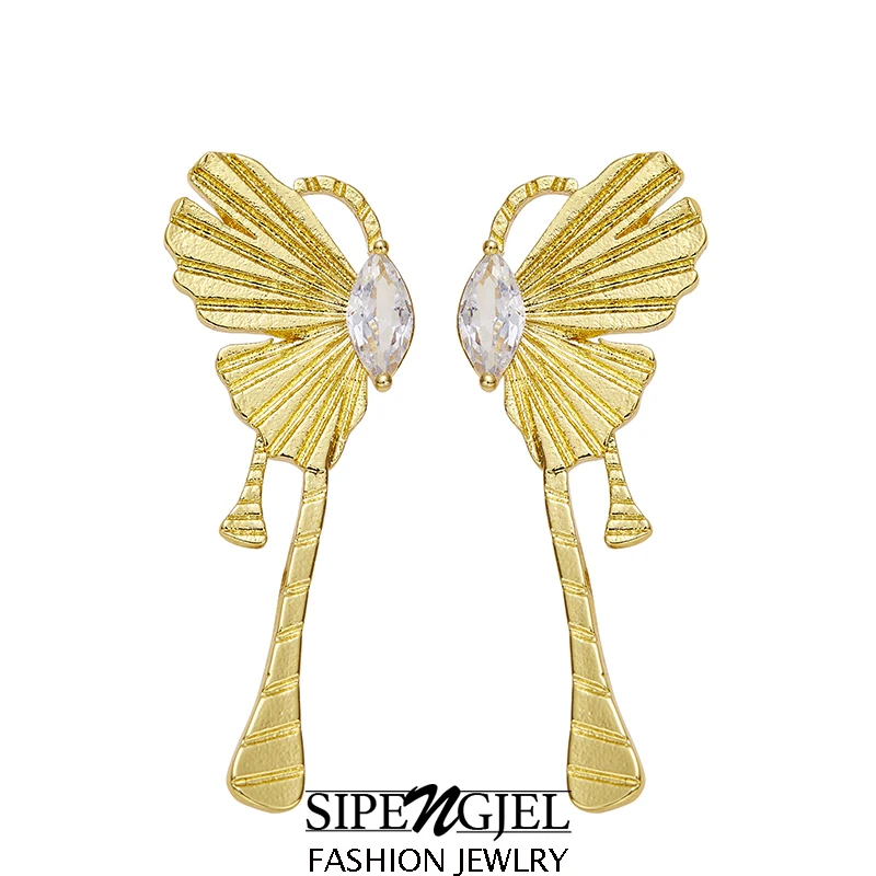 Fashion Liquid Butterfly Stud Earring for Woman Men Gold Color Metal Gothic Earrings Y2K Aesthetic Jewelry Party Gift 2022