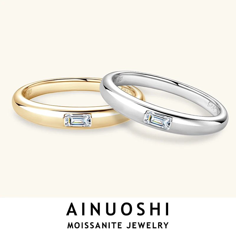 

AINUOSHI Luxury 0.2CT Emerald Cut Moissanite Ring For Women 925 Silver Rings Original Certified Eternity Wedding Jewelry Gift