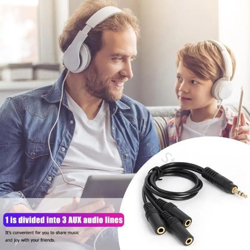 96BA Sound-Splitter-Kabel, 3,5 mm, 3 Pole, tragbar, kleine Stecker, 3-Wege – Detail 3