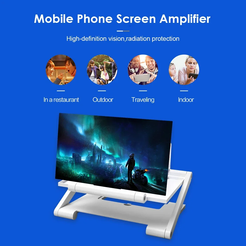 Amplificateur d'écran de téléphone portable 3D HD de 8 pouces, loupe pliante pour téléphone portable, écran de projecteur HD, loupe d'agrandissement, support pour téléphone