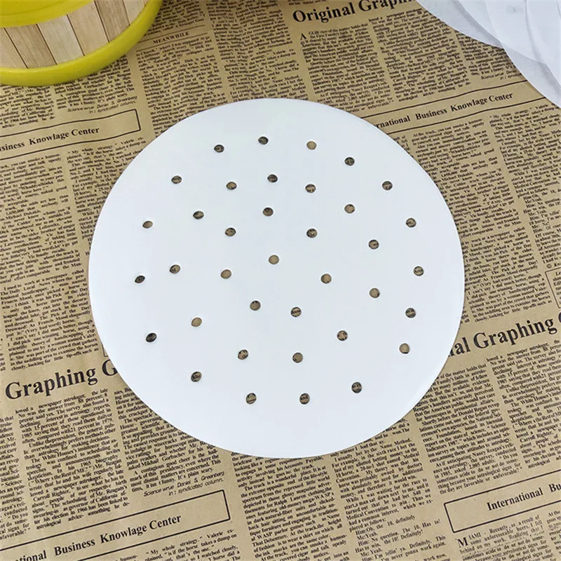 100pcs Round Steamed Bun Papers With Holes Non-stick Household Snack Bread Cake Steamer Oil Paper Pads