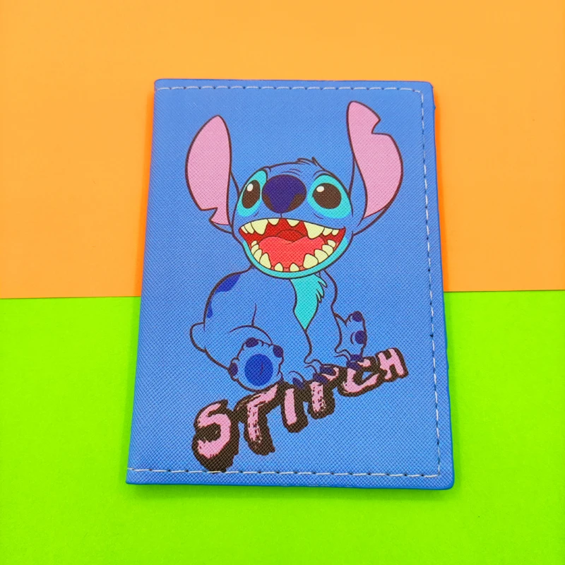 Disney Stitch Kids Passport Cover Cute Travel Passport Holder for Men Function Business Card Case with 3 card holders Slots