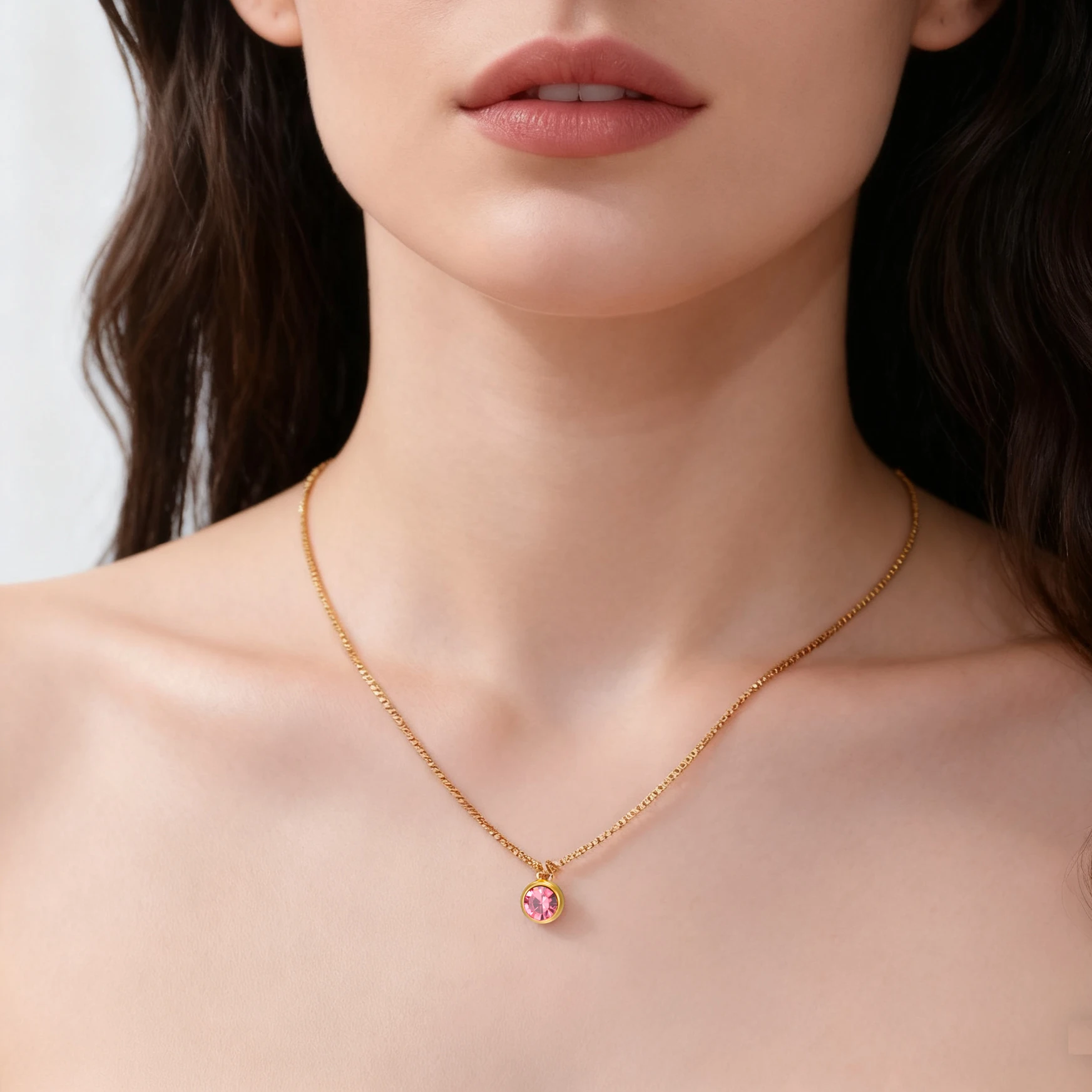 Skyrim 6mm 12 Months Birthstone Pendant Necklace Women Girls Stainless Steel Gold Color Box Chains Trendy Jewelry Birthday Gift
