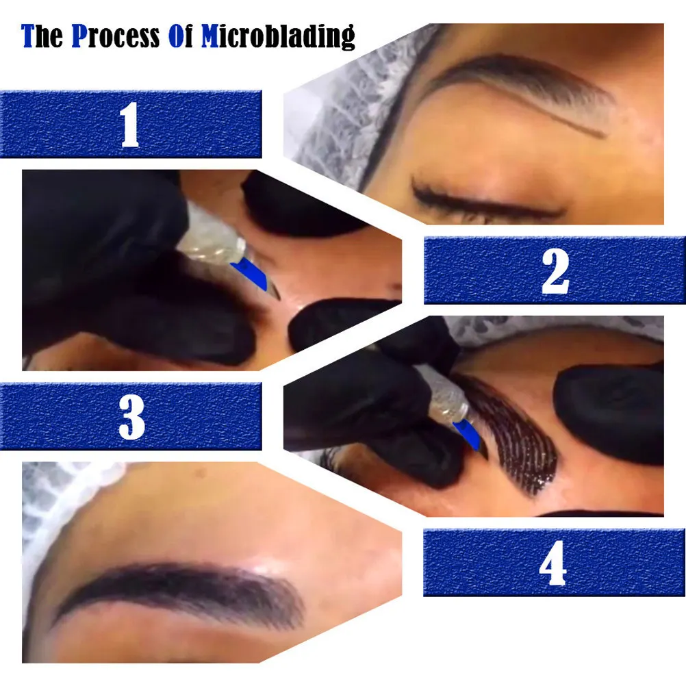 

Microblading Pen Kit Manual Tool with Golden Finish Storage Box Practice Skin and Eyebrow Blades for Eyeliner Lip