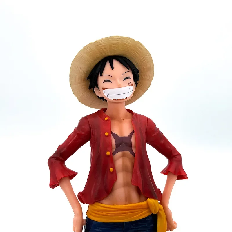 Hot 26.5cm One Piece Anime Figure Confident Smiley Luffy Three Form Face Changing Doll Action Figurine Model Toys Kits Kids Gift