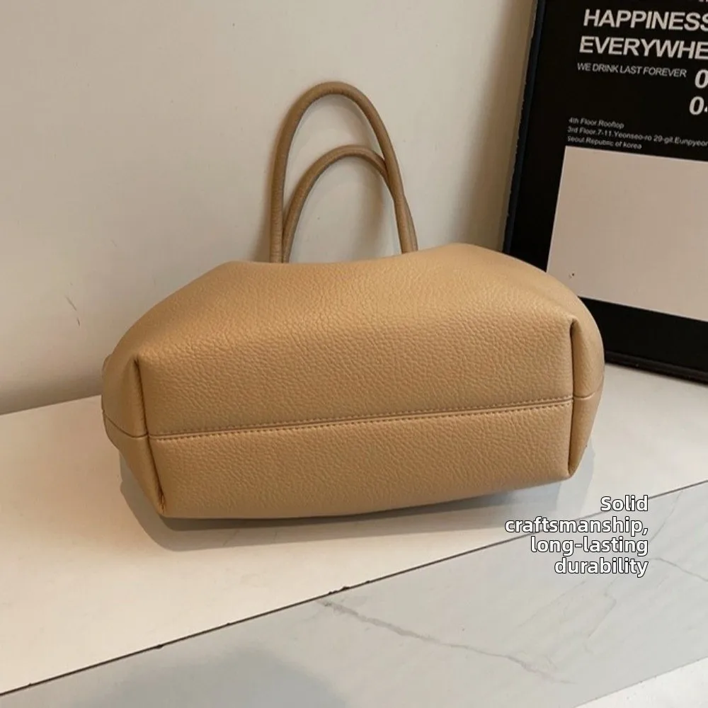 

Luxury French PU Shoulder Bag Solid Color PU Leather Women Tote Bag Lychee Pattern Commute Underarm Bag Girls