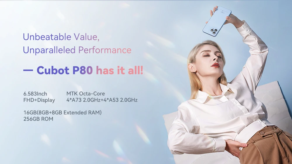 Global Version Cubot P80 Smartphone 6.5" FHD+Screen Telephon Portable 16GB RAM(8GB+8GB)+256GB/512GB ROM 5200mAh 48MP Android 13
