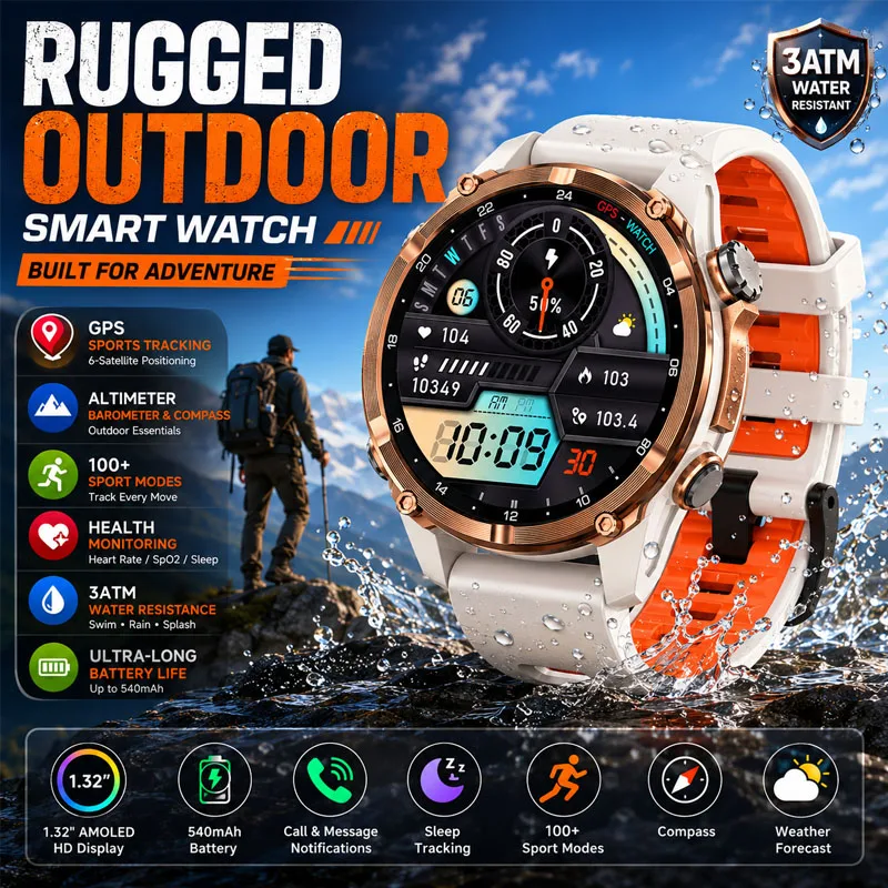 YAOCX HD350 Pro Smart Watch 3ATM GPS Waterproof 1.32 Inch AM