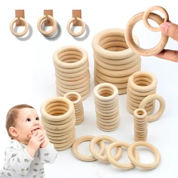 25-80mm Natural Large Wooden Rings Hoop For DIY Macrame Tassel Craft Circular Baby Teething Toys Home Connector Decoration Tools