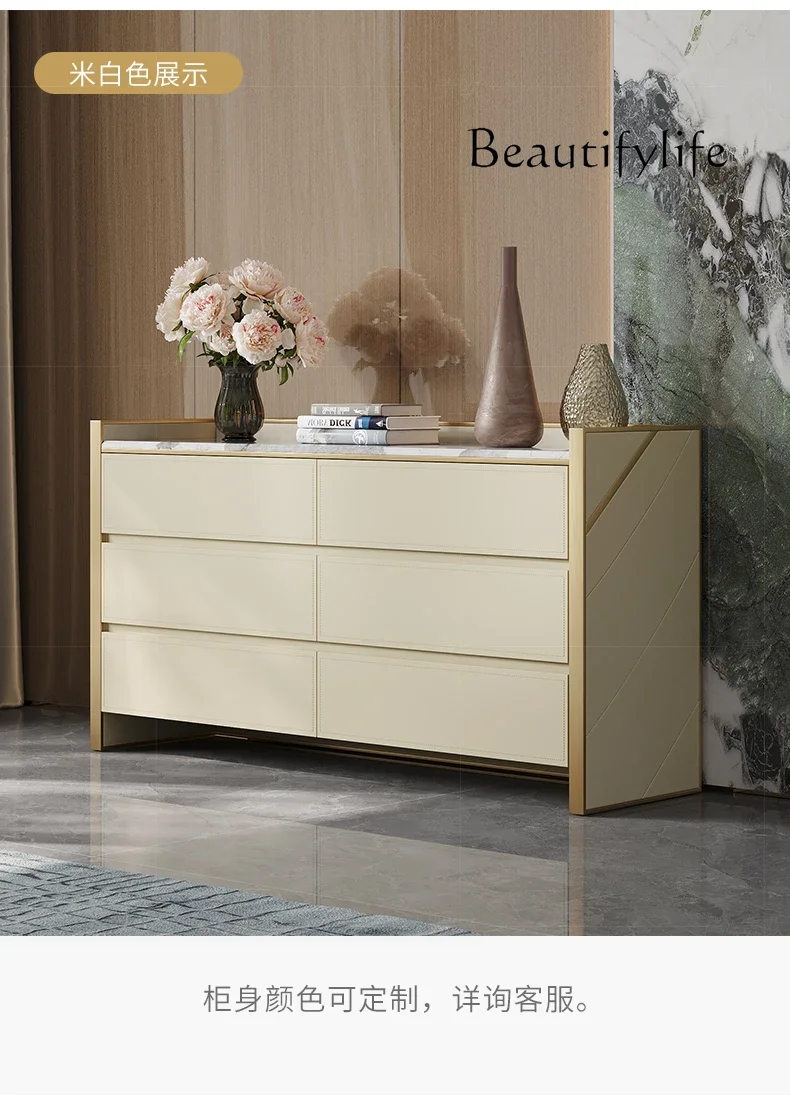 

home furniture all items Light Luxury Six-Bucket Cabinet Cabinet Fashion Marble High-End Drawer Storage Organizer Bedroom Bed Fr