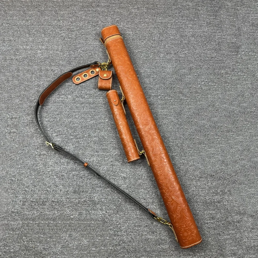 

Hand-Made Genuine Ox Leather Billiard Cue Case Holder with 1 Butt 1 Shaft 1 Extender And Chalk for Billiards