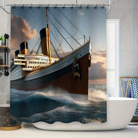 Ocean Majesty Shower Curtain Titanic Design 3D Printed Bath Liner Waterproof Fabric for Bathroom Decorations Ships in Multiple S