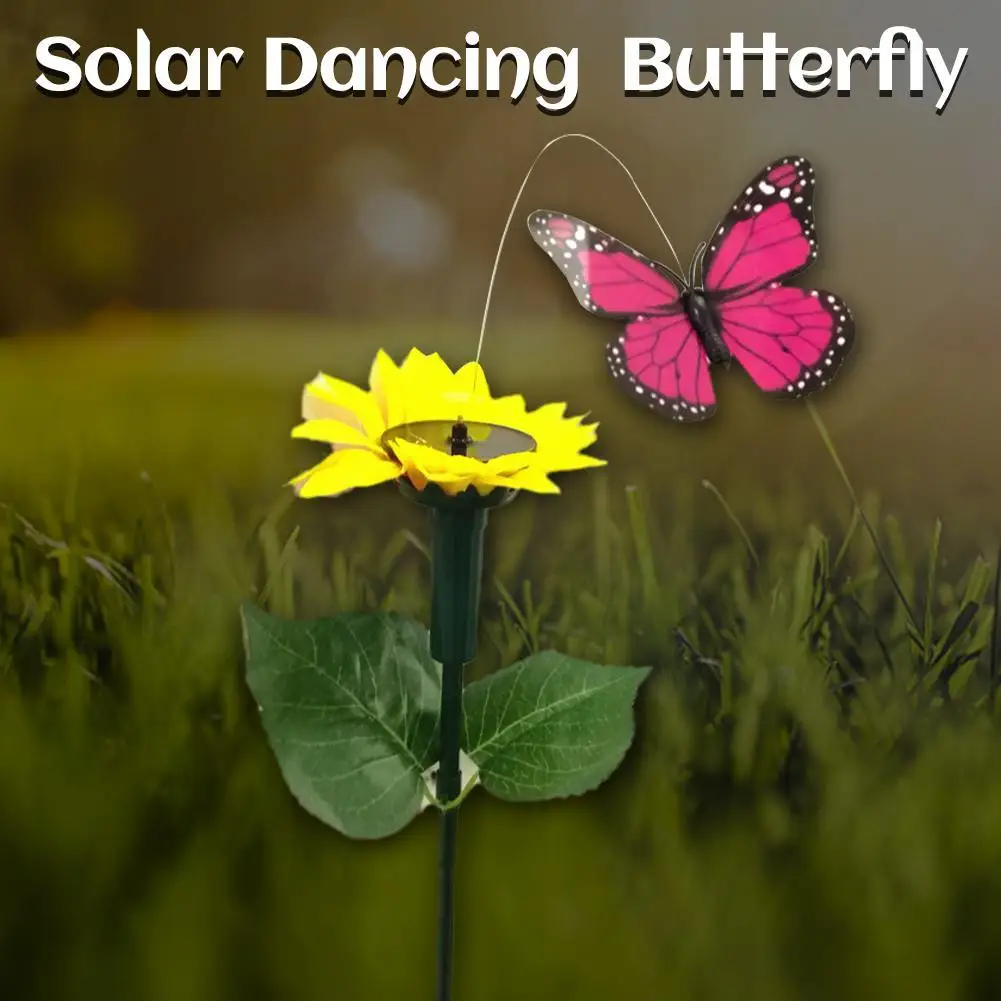 Solar Powered Dancing Fluttering Butterflies Flying Yard Plants Flowers Scvd889 Decor Hummingbird Lawn Garden Stake V0f0