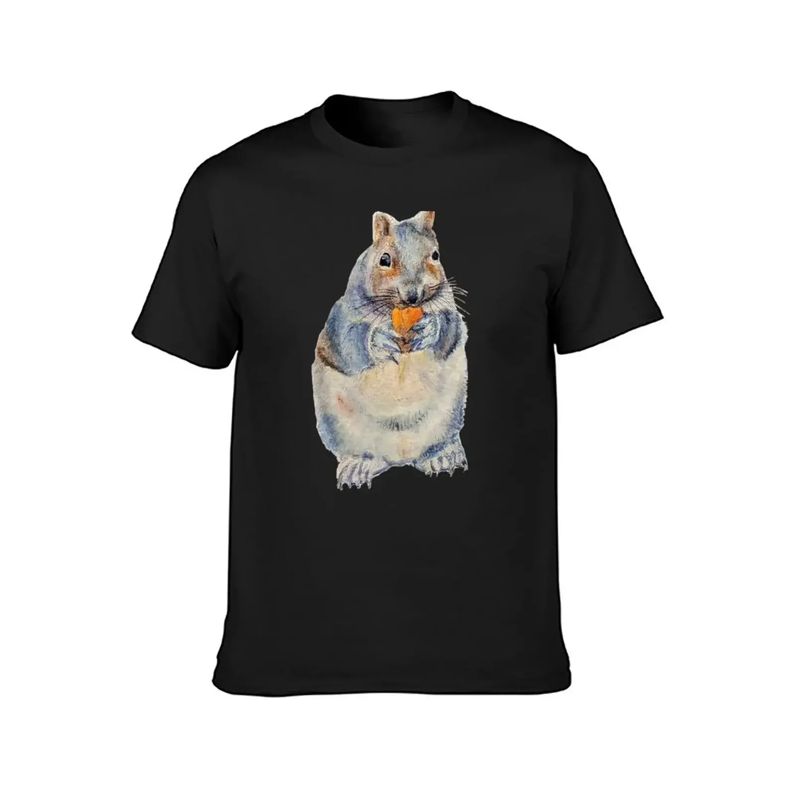 Hungry Squirrel Preparing for Winter, Mixed Media T-Shirt vintage anime shirt anime clothes plus size clothes Men's t shirts