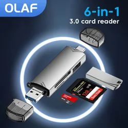 6 in 1 OTG Type C Micro sd tf card Reader Multi-function Adapter USB 3.0 Cardreader Type c to usb otg for USB Flash Drive Phone