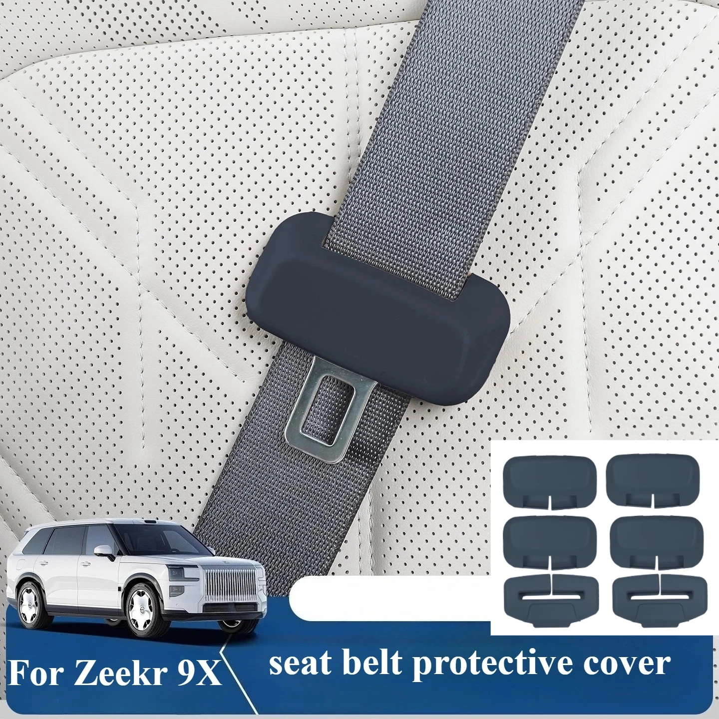 For Zeekr 9X Full car seat belt protective cover fixed clip silicone anti-collision and scratch resistant interior accessories