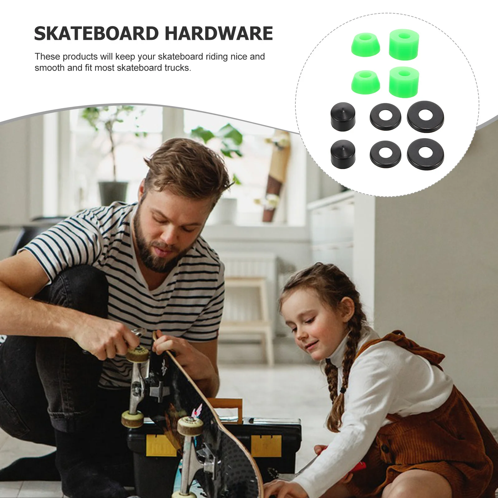 

1 set 1 Set Of Skateboard Shocking Absorber Pu Material Wear Resistant Smooth Edges For Stable Riding Replacement Bushings Truck