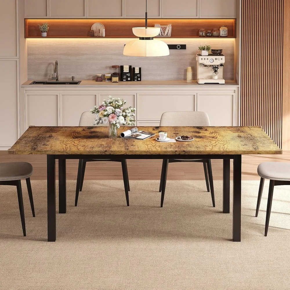 مقاعد طاولة طعام قابلة للتوسيع 4-6، 63 طاولة مطبخ معاصرة، أثاث غرفة طعام ريفي لتناول الطعام، المطبخ، المكتب، Livi