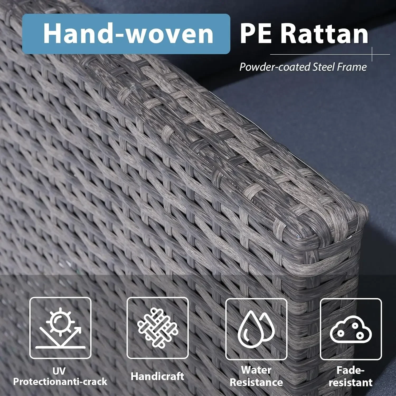 

Hot sales4 Piece Outdoor Patio Furniture Set, All-Weather Wicker Patio Conversation Set, PE Rattan Sofa Set with Loveseat Chair