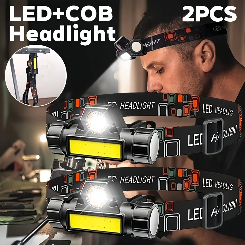 1-5PCS Rechargeable COB LED Headlamp Strong Magnetic Powerful Headlight Super Bright Waterproof Head Torch For Outdoor Fishing