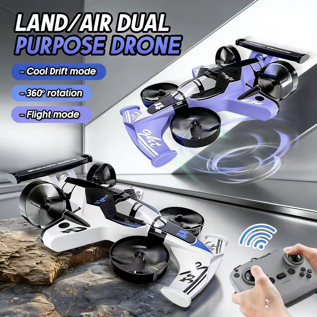 

Мини-дрон-амфибия 2-в-1, летающий автомобиль, двухрежимный 4-осевой 2,4G, профессиональная гоночная радиоуправляемая внедорожная игрушка