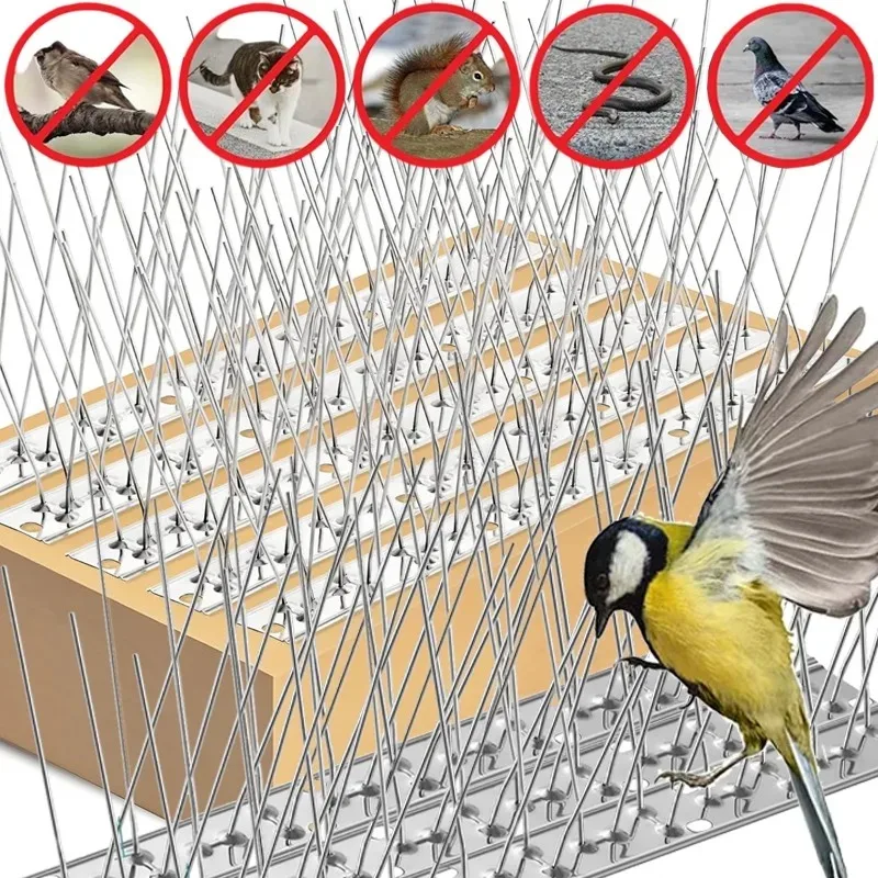 Stainless Steel Bird Spikes Anti Pigeon Fence Spikes Squirrel Defender Spike Garden Balcony Bird Repeller Deterrent Thorn Nail