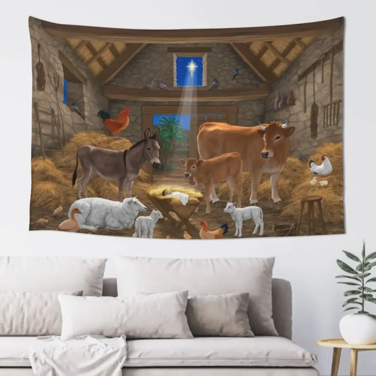 

Baby Jesus In Manger Christmas Nativity Scene Tapestry Room Decorations Aesthetic Room Decor Tapestry