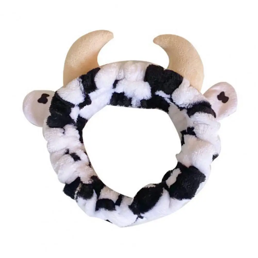 Elastic Headband Headband Soft Fluffy Cow Headband for Women Adjustable Spa Makeup Hair Band Cute Skincare for Girls for Washing