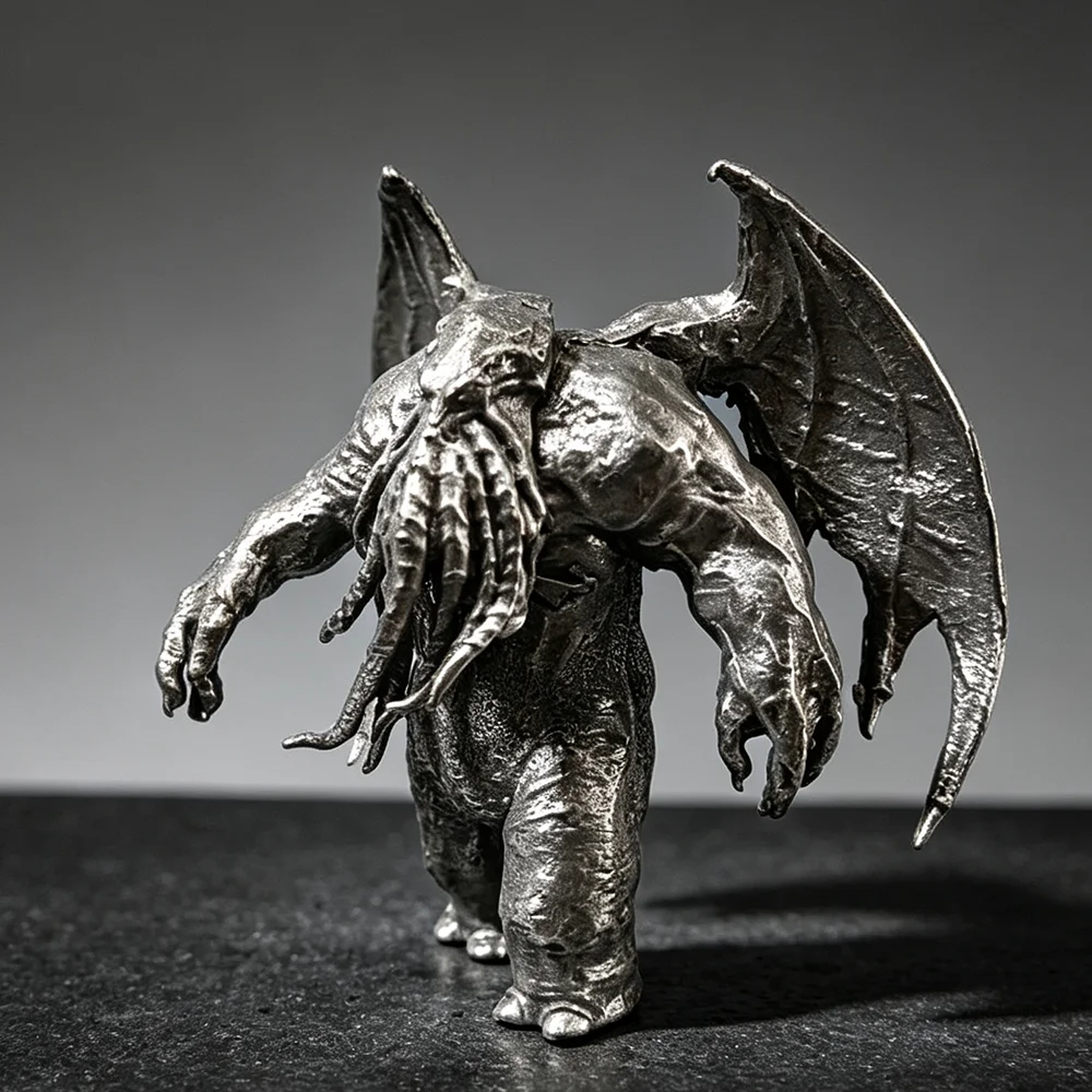 1:64 Miniature Figure Ornaments Cthulhu Siren Giant Vintage Copper Figurine Sculpture Decoration Craft Gift for Men and Women